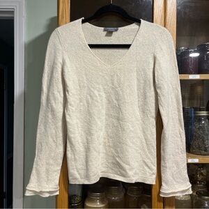 Ann Taylor Cashmere Cream V-Neck Sweater with Gold Flecks- stunning piece!!